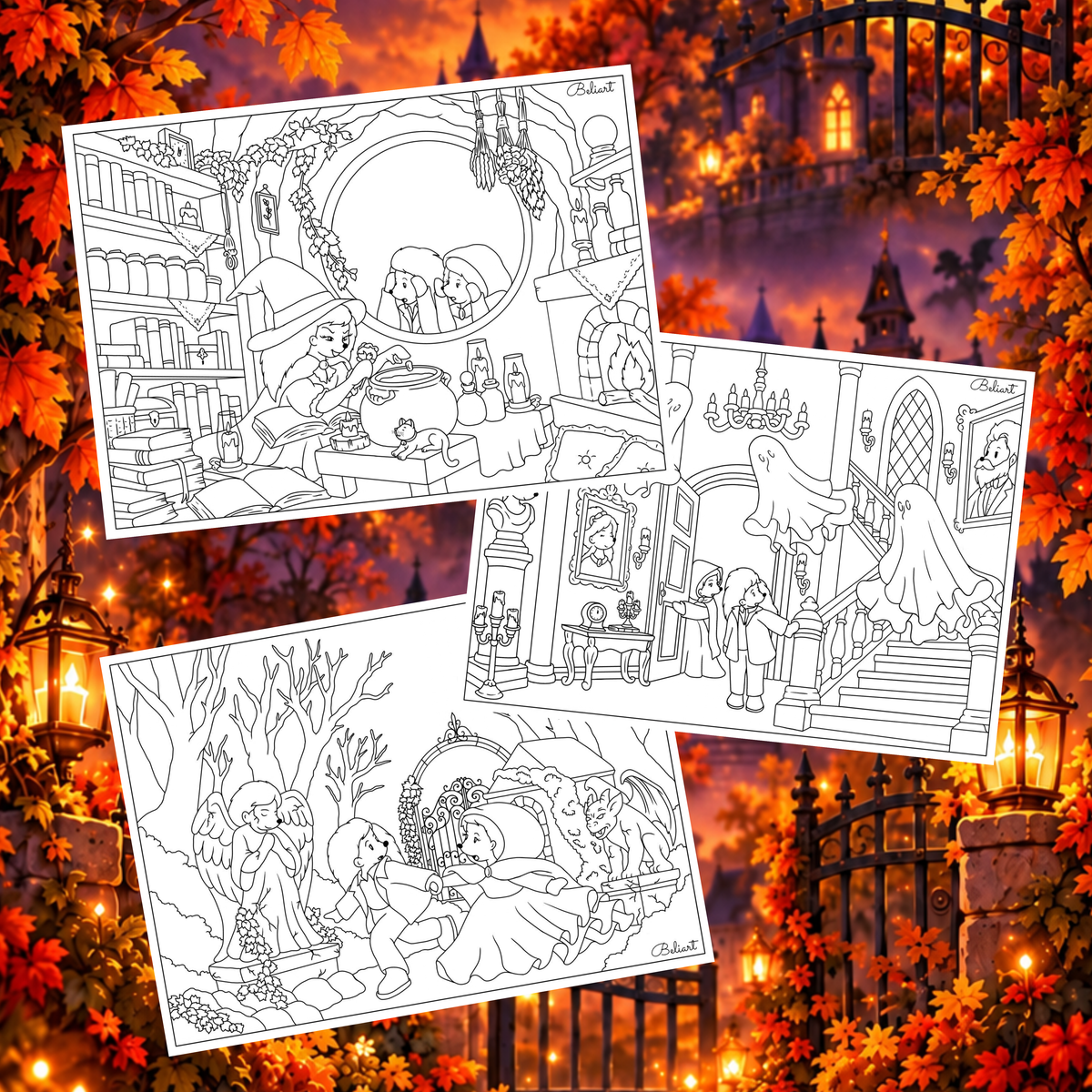 HALLOWEEN BELIART -3 disegni digitali PDF da stampare e colorare