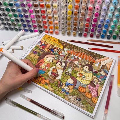 Autumn Hedgehog Coloring Book - Paperback