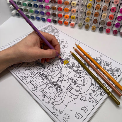 Autumn Hedgehog Coloring Book - Paperback