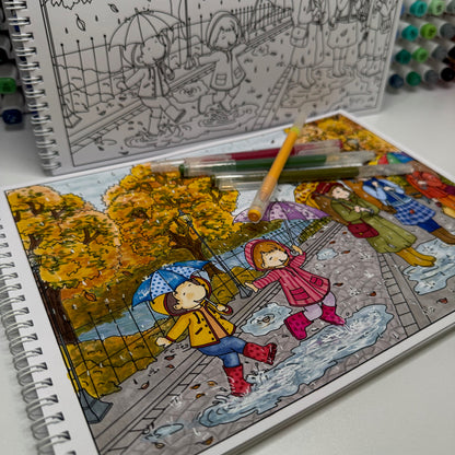 Autumn Hedgehog Coloring Book - Paperback