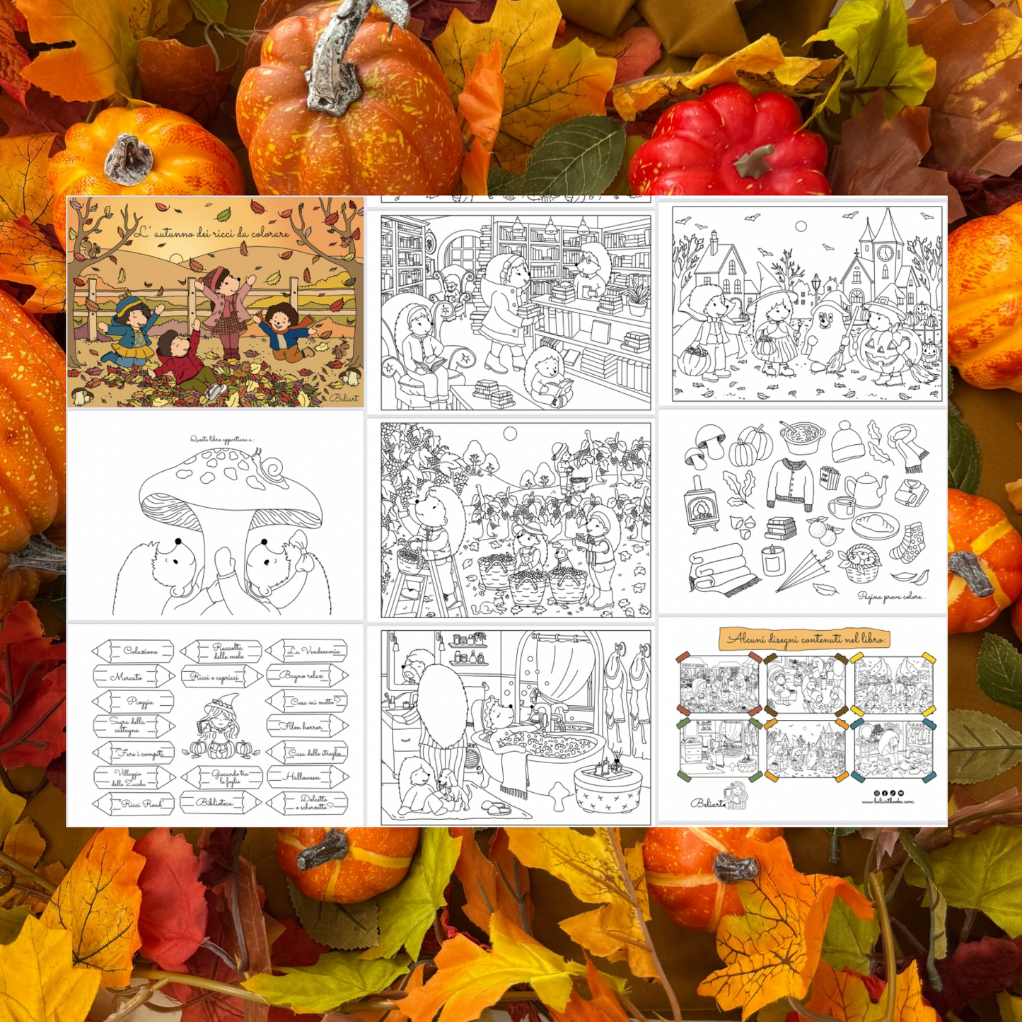 L'autunno dei ricci da colorare - Libro PDF da colorare