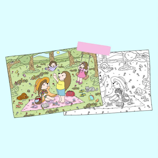 Pic-nic nel bosco - Disegno stampabile PDF da colorare